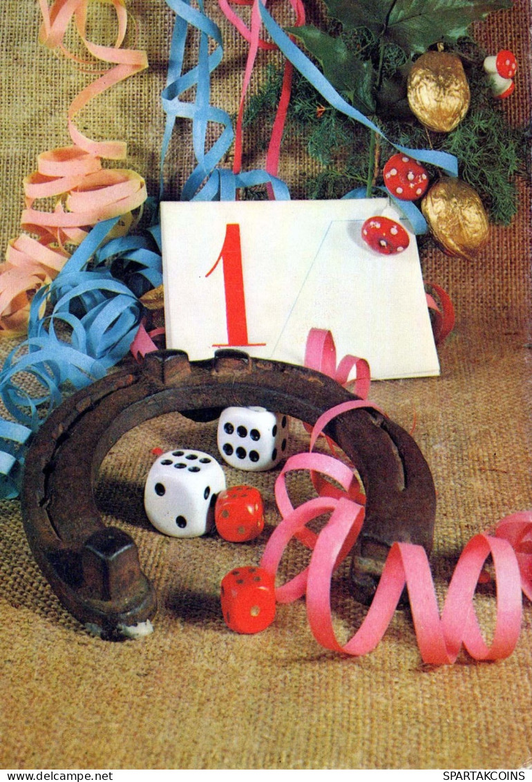 Buon Anno Natale CAVALLOSHOE Vintage Cartolina CPSM #PAT946.IT - Neujahr