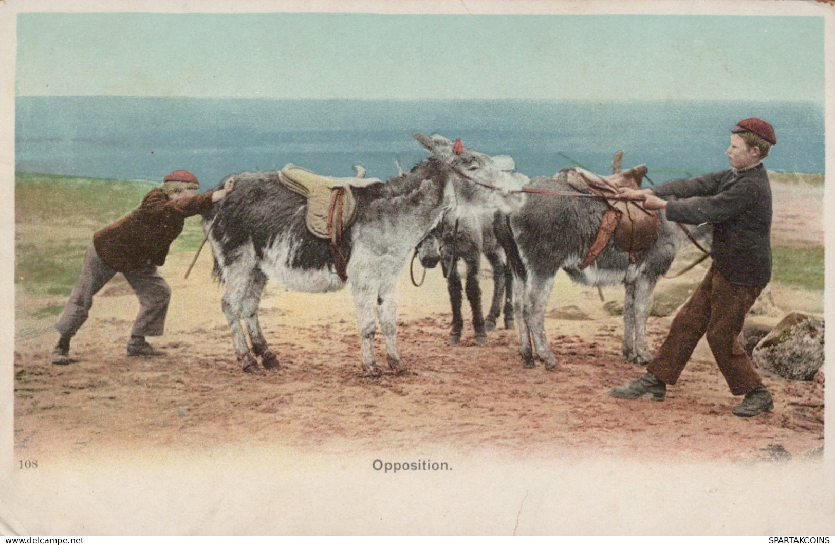 ESEL Tiere Vintage Antik Alt CPA Ansichtskarte Postkarte #PAA326.DE - Donkeys