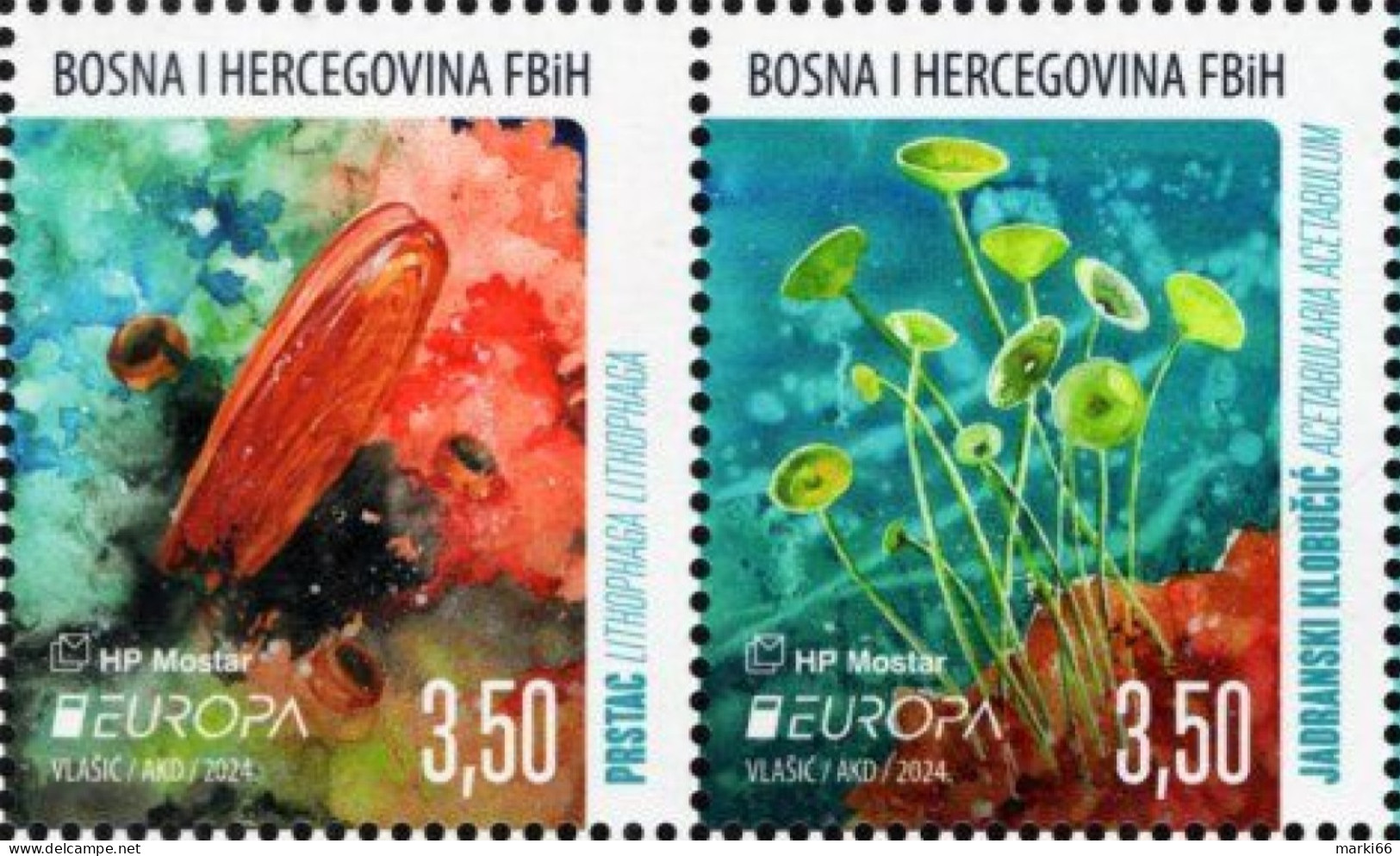 Bosnia & Herzegovina - Mostar - 2024 - Europa CEPT - Underwater Fauna & Flora - Mint Stamp Set - Bosnia And Herzegovina