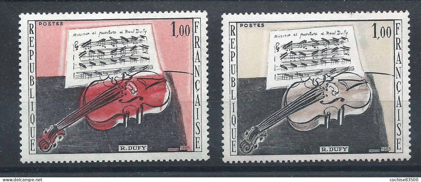 France N°1459** (MNH) 1965 - Variété Rouge Et Rose Absent - Ongebruikt