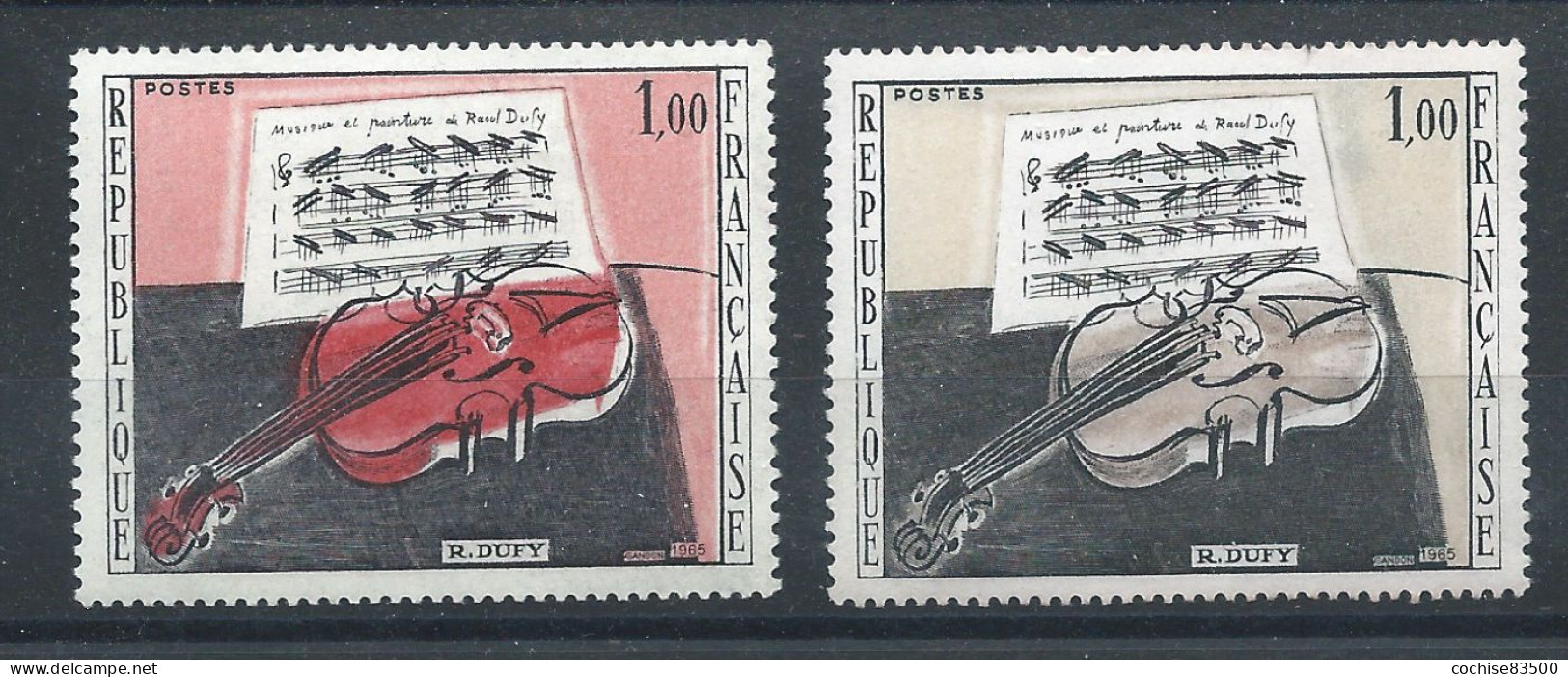 France N°1459** (MNH) 1965 - Variété Rouge Et Rose Absent - Unused Stamps