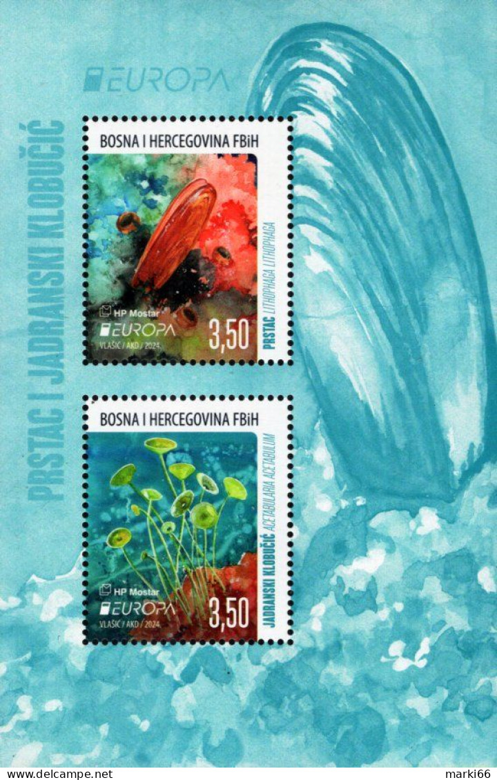 Bosnia & Herzegovina - Mostar - 2024 - Europa CEPT - Underwater Fauna & Flora - Mint Souvenir Sheet - Bosnien-Herzegowina