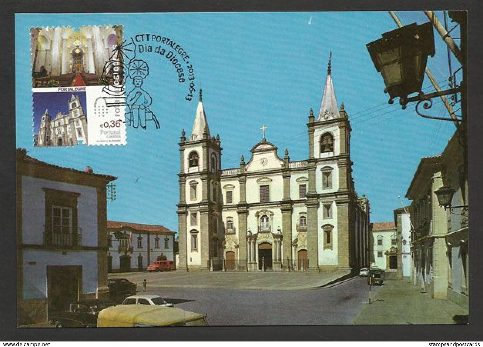 Portugal Carte Maximum Cathédrale Portalegre Saint Antoine Lisbonne Eglise 2013 Cathedral Maxicard Church St. Antony - Iglesias Y Catedrales