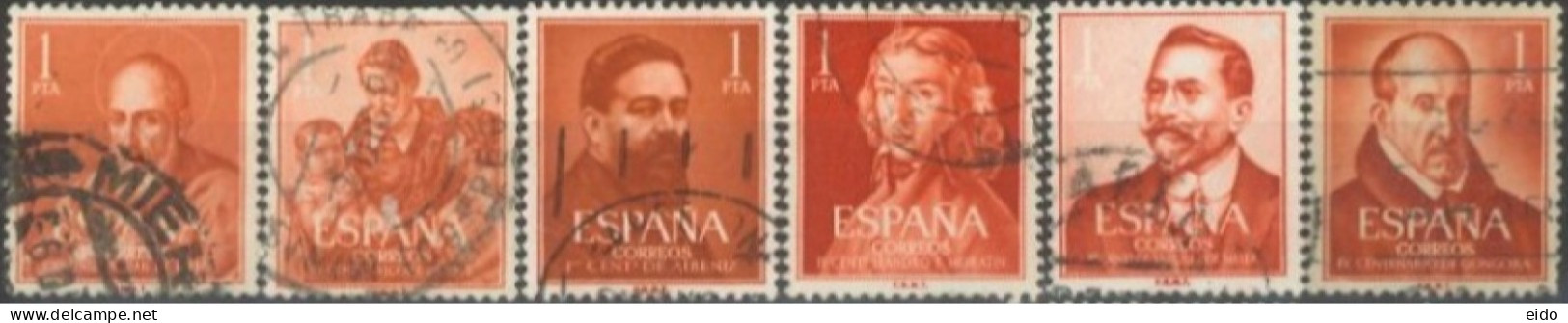 SPAIN, 1960/61, SAINTS & CELEBRITIES STAMPS SET OF 6, USED. - Gebruikt