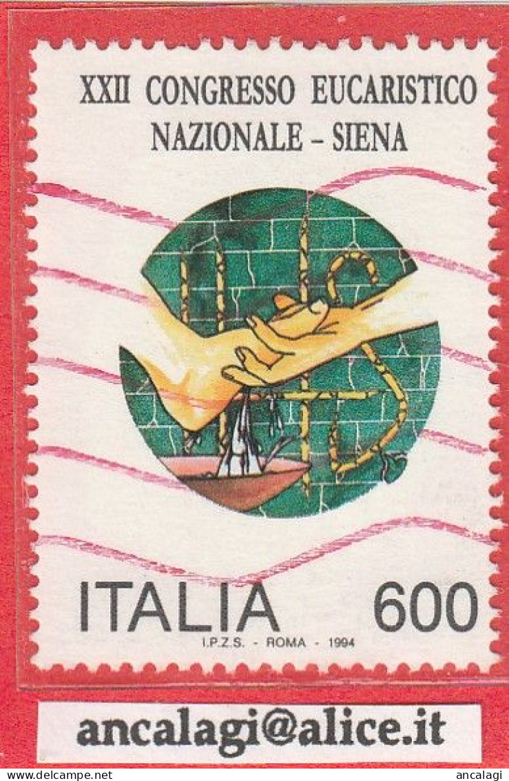 USATI ITALIA 1994 - Ref.0697 "CONGRESSO EUCARISTICO" 1 Val. - - 1991-00: Usati