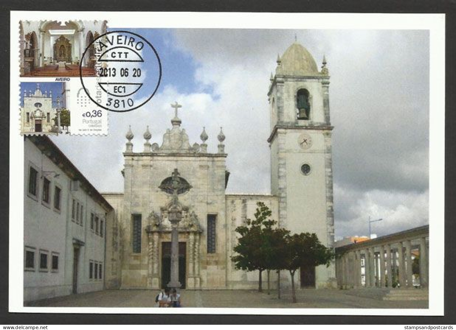 Portugal Carte Maximum Cathédrale Aveiro Eglise 2013 Cathedral Maxicard Church - Iglesias Y Catedrales