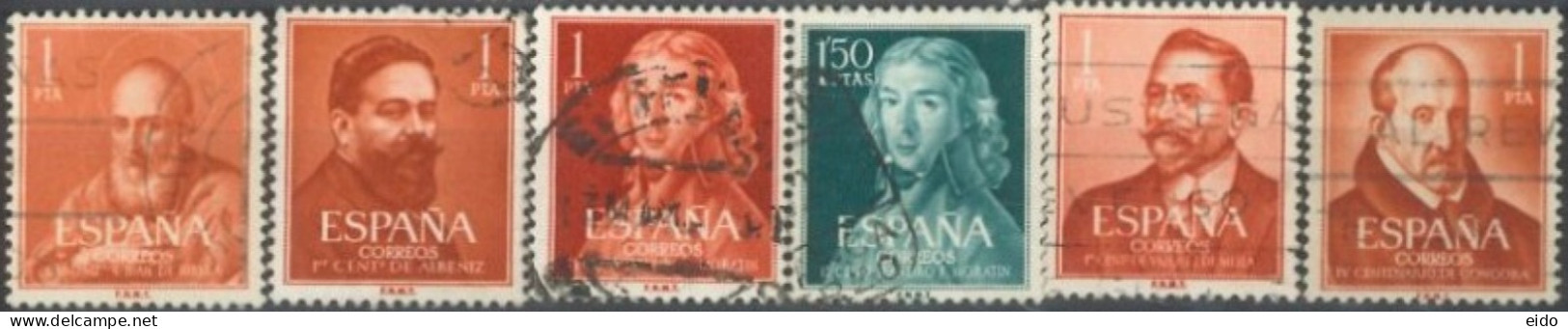 SPAIN, 1960/61, SAINTS & CELEBRITIES STAMPS SET OF 6, USED. - Used Stamps
