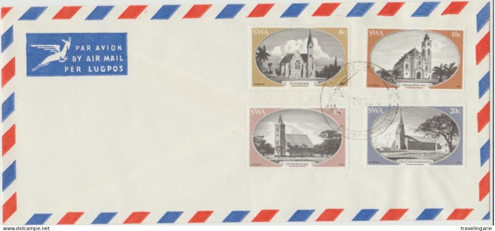 South West Africa 1978 Church Buildings On Unaddressed Letter Windhoek Cancel - Iglesias Y Catedrales