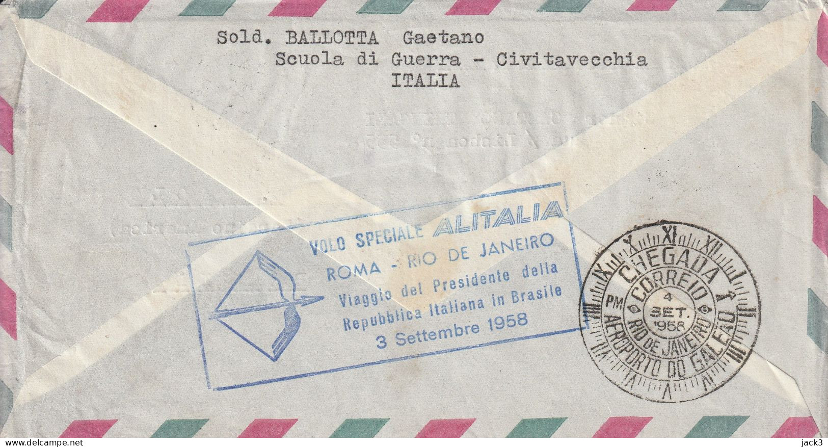 Busta Repubblica Via Aerea Volo Speciale Brasile 1958 - Luftpost