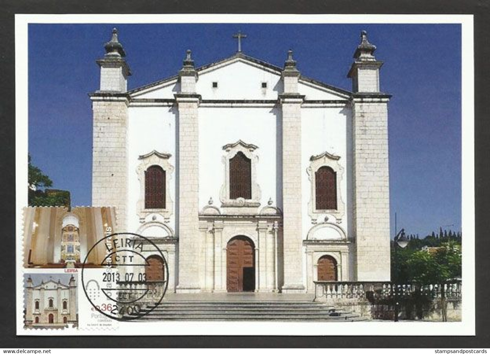 Portugal Carte Maximum Cathédrale Leiria Eglise 2013 Cathedral Maxicard Church - Eglises Et Cathédrales