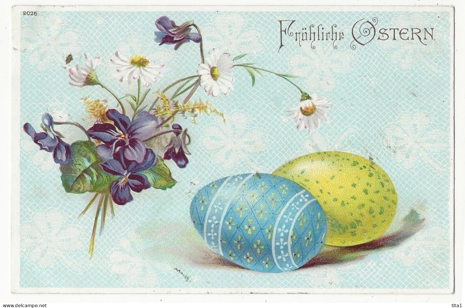 590  - Fröhliche Ostern - Oeufs Et Violettes - Ostern