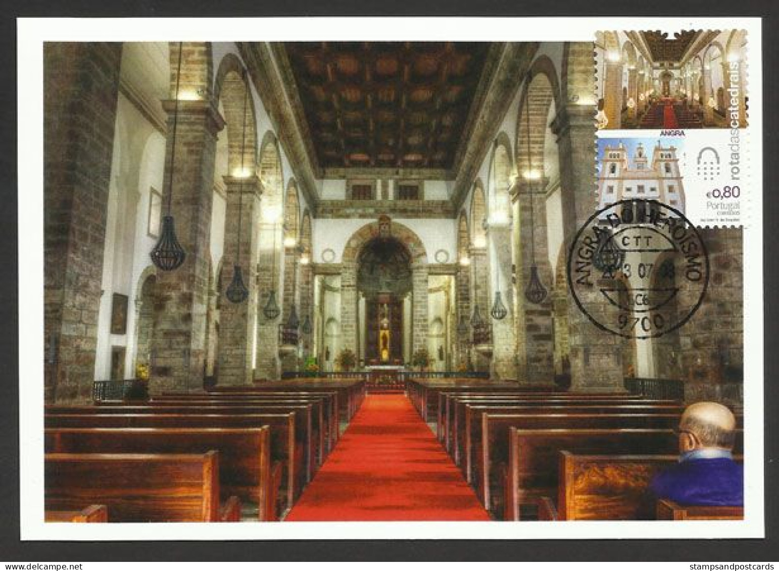 Portugal Carte Maximum Cathédrale Angra Do Heroísmo Azores Eglise 2013 Cathedral Maxicard Church Angra Açores - Kerken En Kathedralen