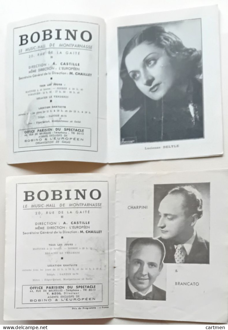 BOBINO CELEBRE CABARET DEUX PROGRAMMES - Programs