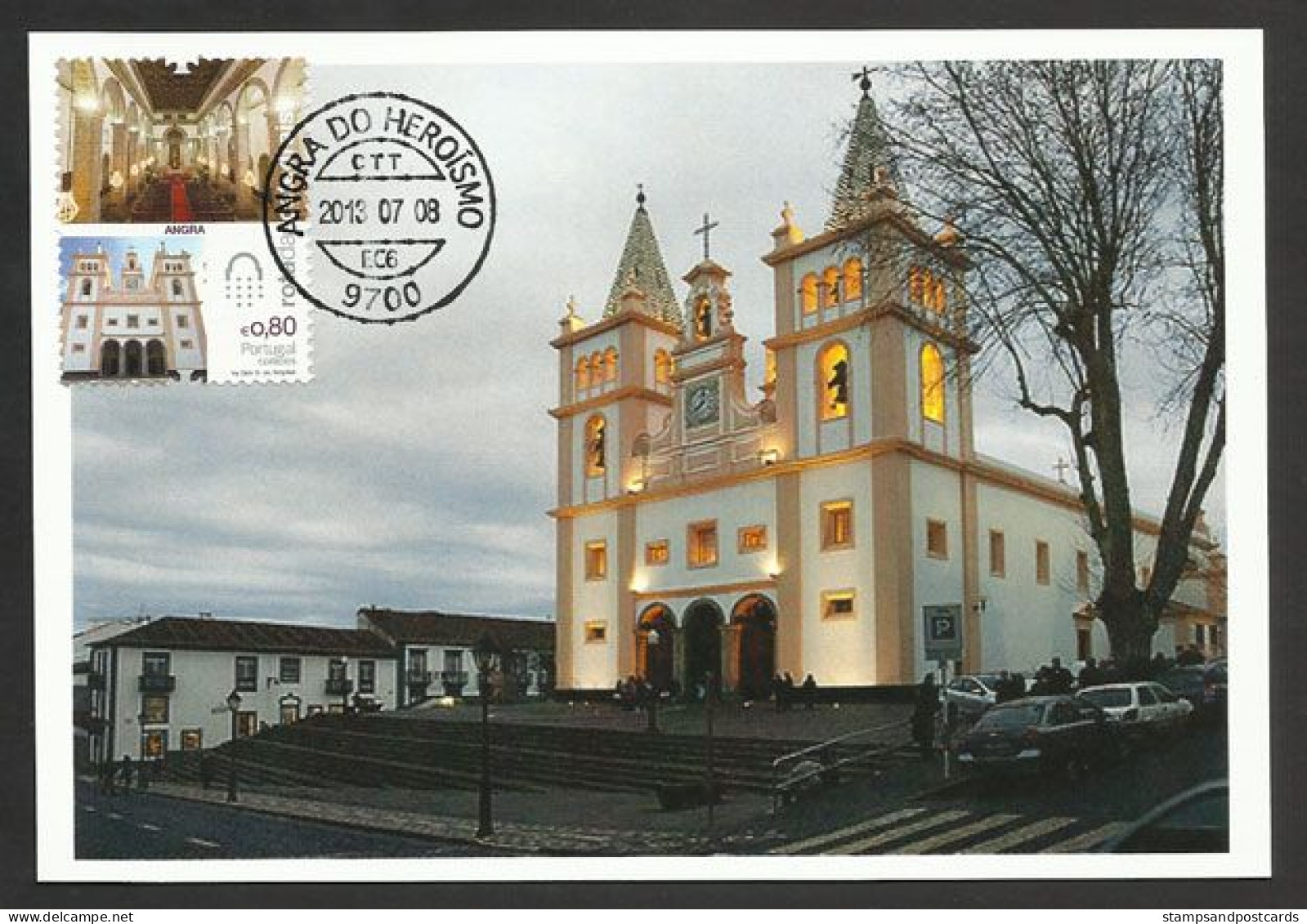 Portugal Carte Maximum Cathédrale Angra Do Heroísmo Azores Eglise 2013 Cathedral Maxicard Church Angra Açores - Kirchen U. Kathedralen