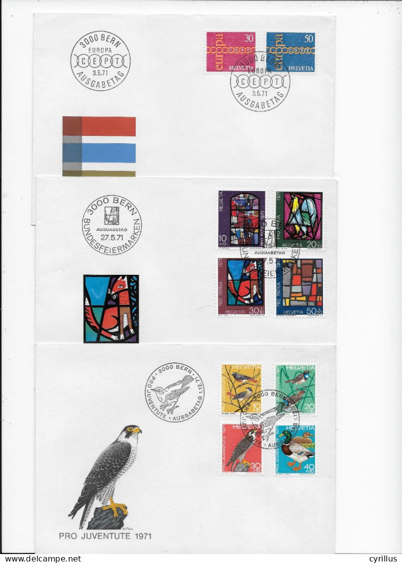 Suisse FDC 1971 - 3 Enveloppes - FDC