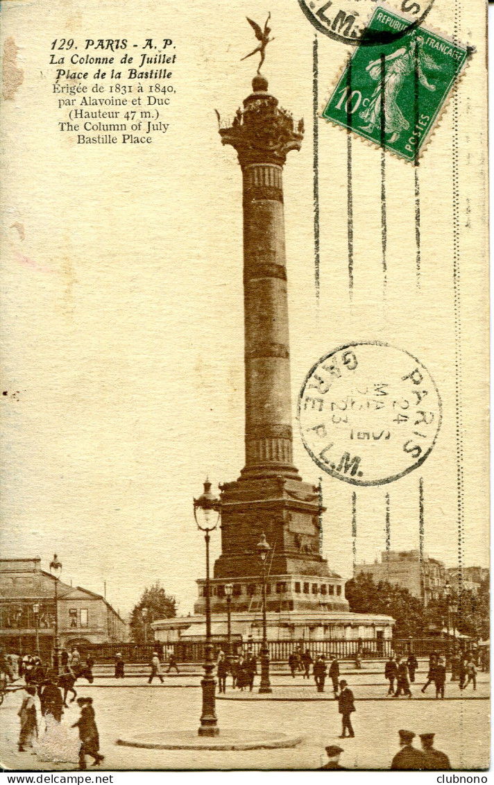 CPA - PARIS - PLACE DE LA BASTILLE  - COLONNE DE JUILLET (2) - Places, Squares