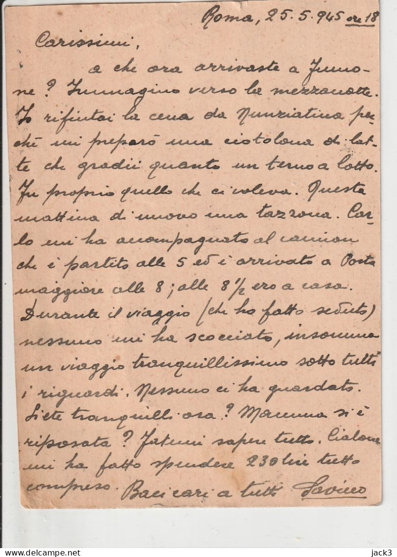 Intero Postale Luogotenenza Sovrastampa Spostata Roma 25.5.45 (sovrastampa Cent.60) - Marcophilia