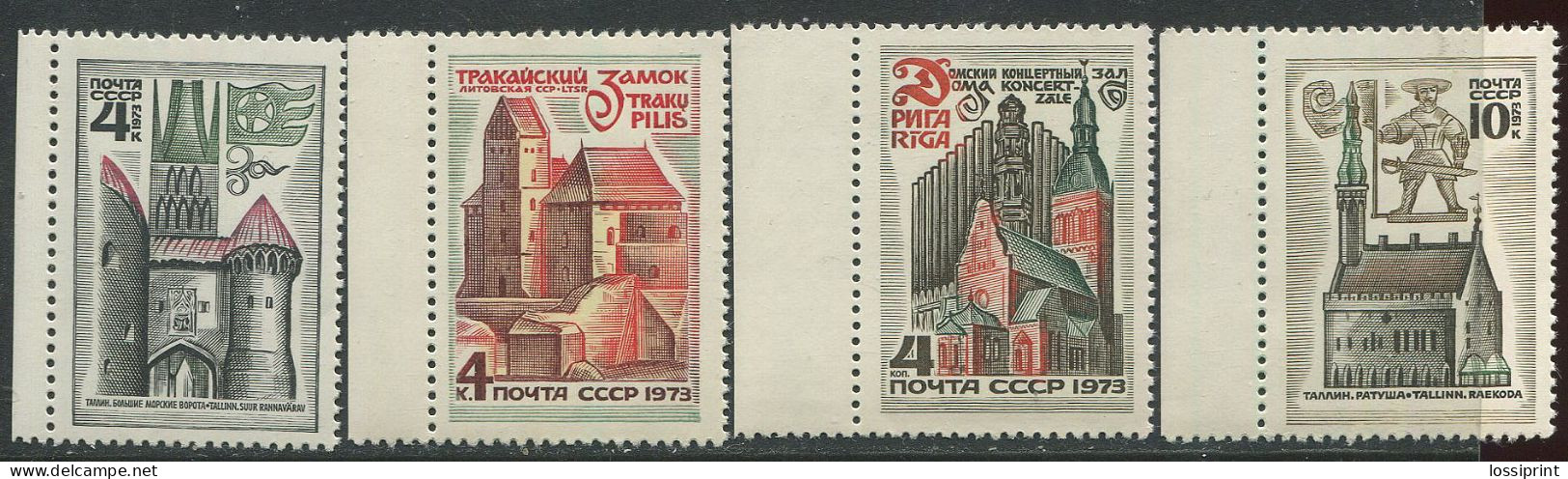 Soviet Union:Russia:USSR:Unused Stamps Serie Tallinn And Riga, Town Hall, Trakai Castle, 1973, MNH - Andere & Zonder Classificatie