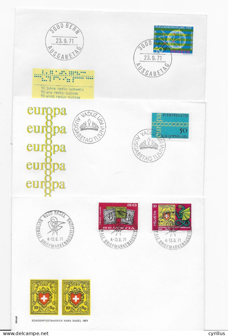 Suisse FDC 1971 - 3 Enveloppes - FDC