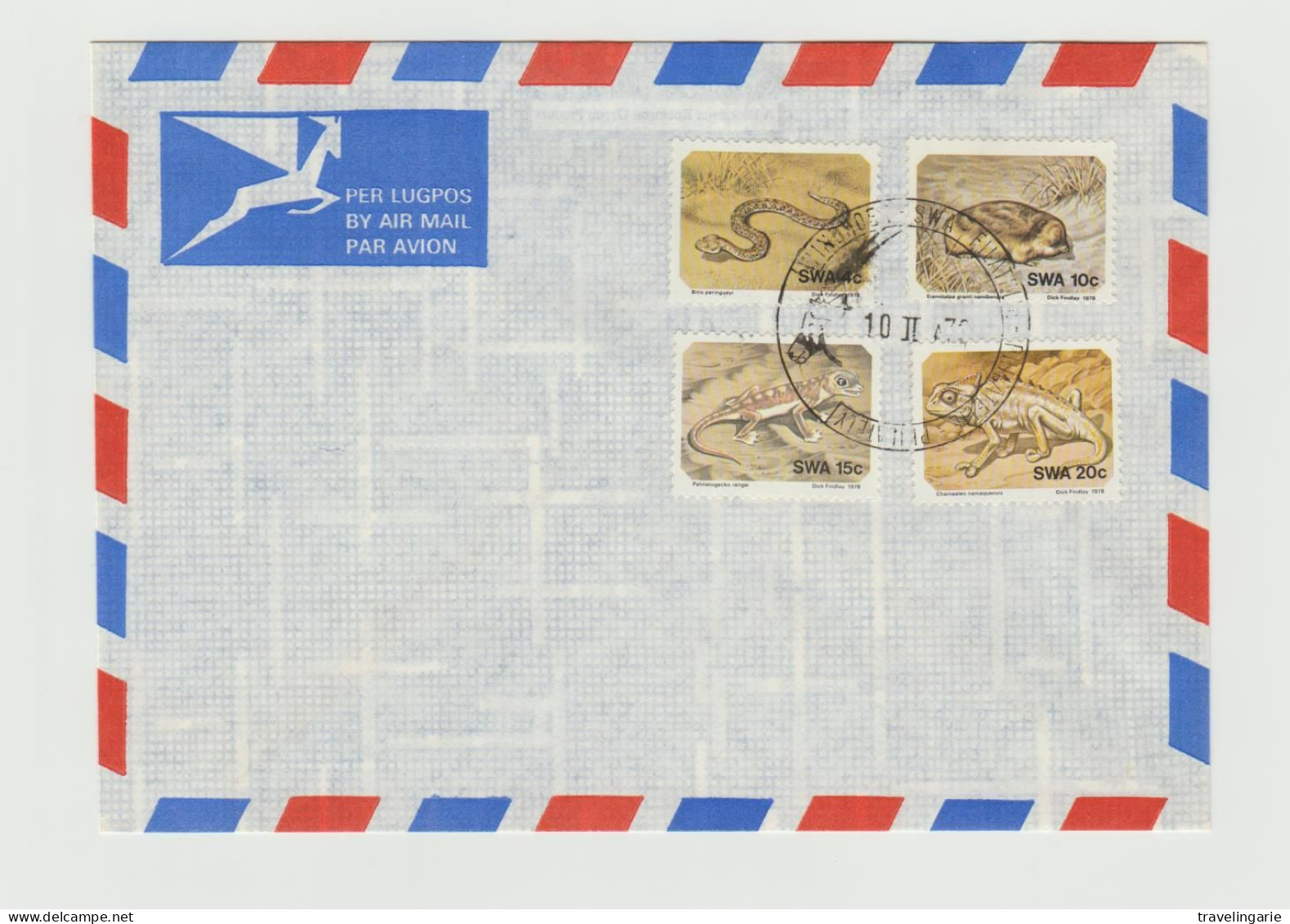 South West Africa 1978 Animals Of The Namib Desert On Unadressed Letter Windhoek Cancel - Südwestafrika (1923-1990)