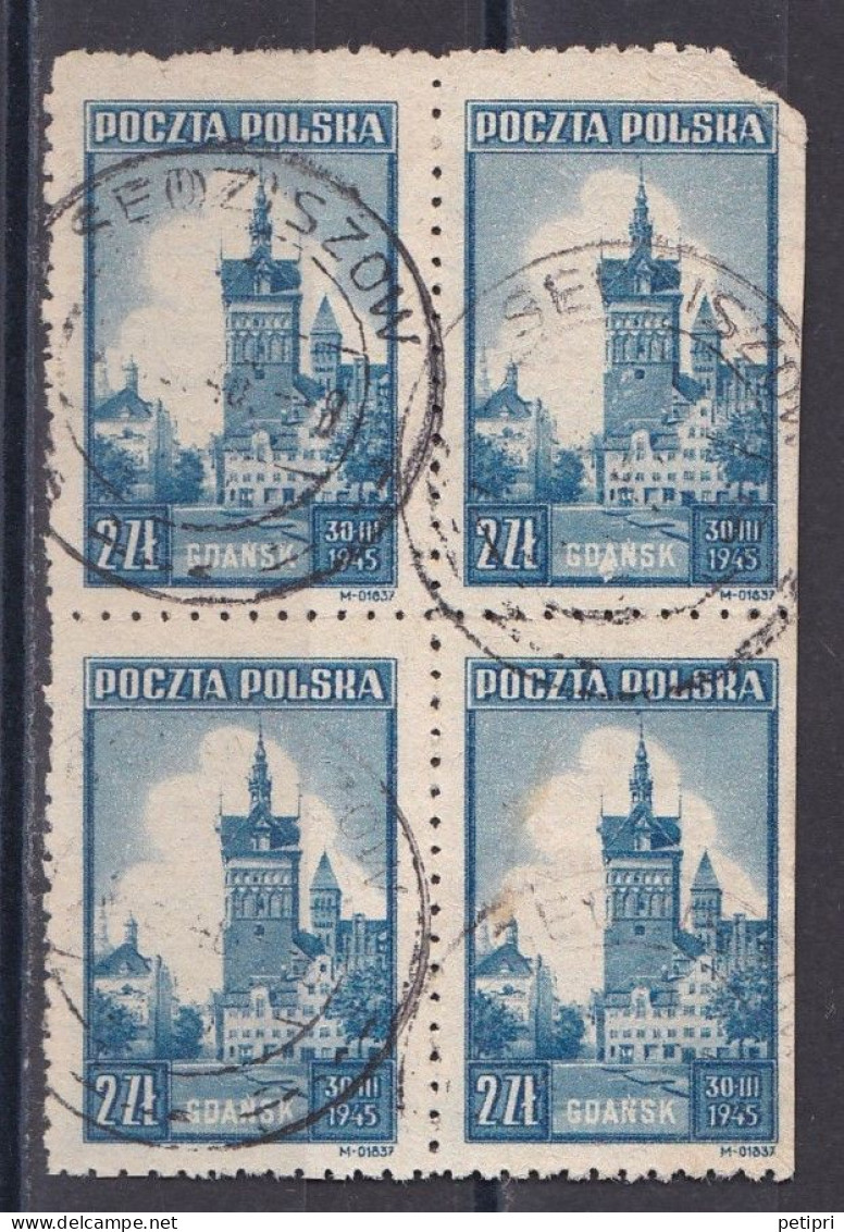 Pologne - République 1944 - 1960   Y & T N °  451  Bloc De 4 Oblitérés - Oblitérés