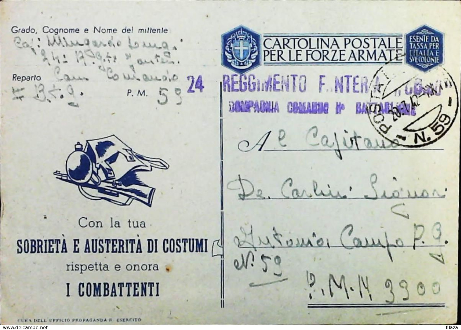 POSTA MILITARE ITALIA IN SLOVENIA  - WWII WW2 - S7409 - Correo Militar (PM)