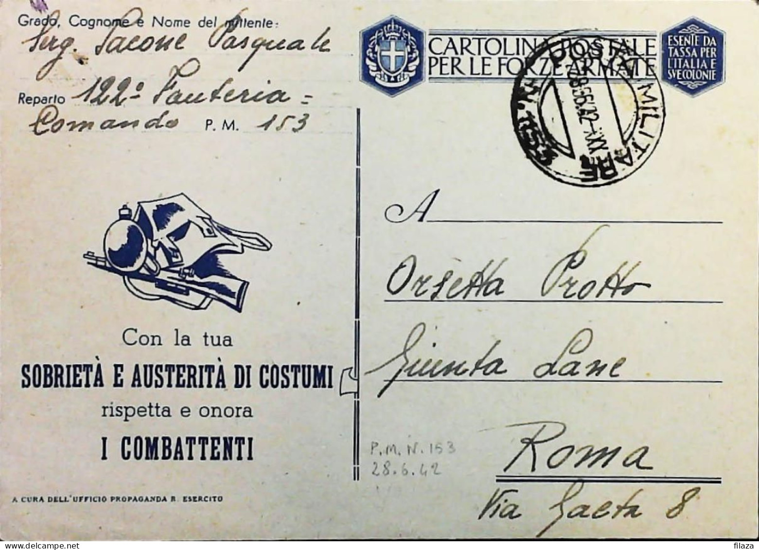 POSTA MILITARE ITALIA IN SLOVENIA  - WWII WW2 - S7403 - Correo Militar (PM)