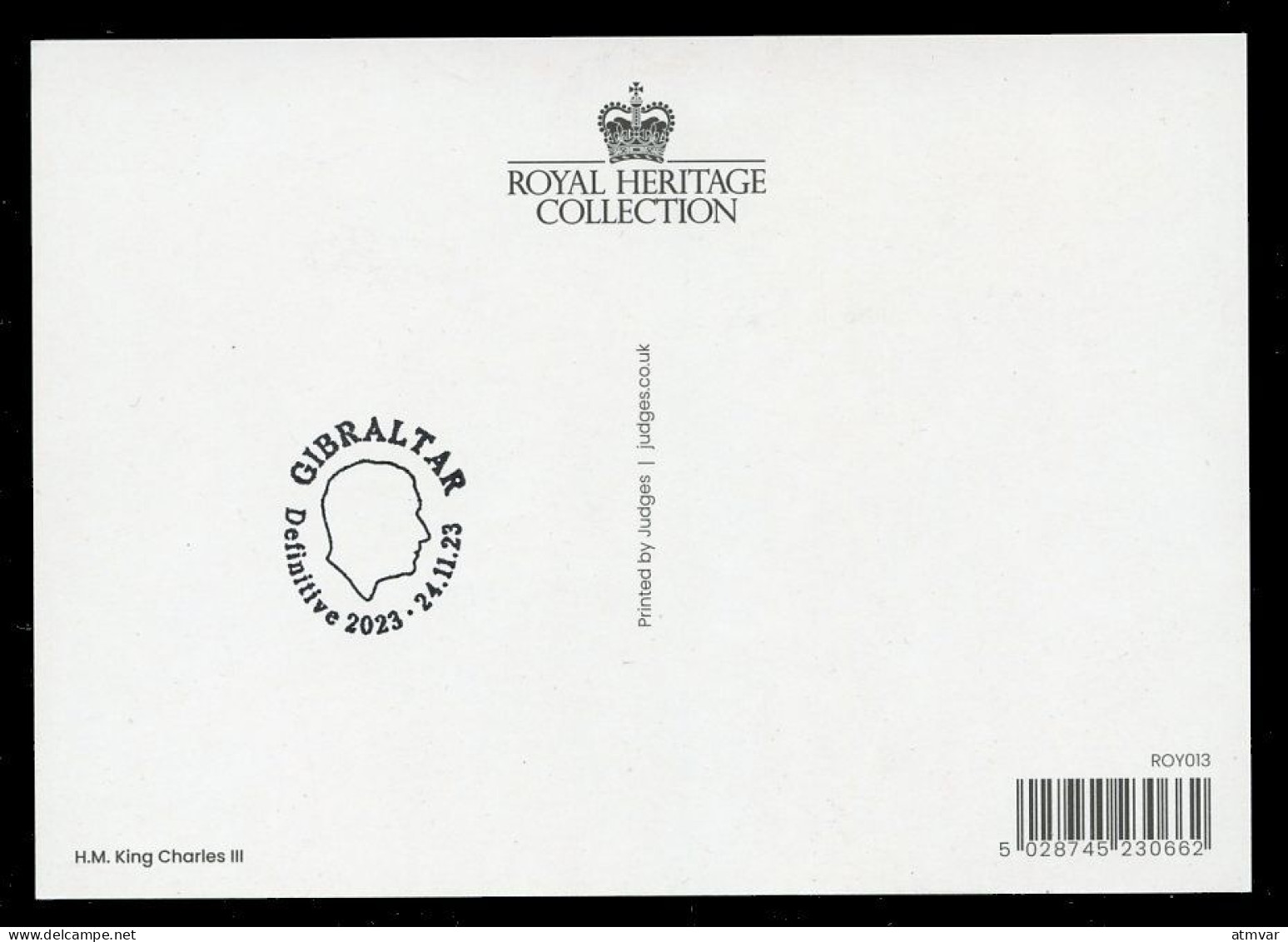 GIBRALTAR (2023) Carte Maximum Card - His Majesty King Charles III, Definitive Series 2023, First Day - Gibraltar