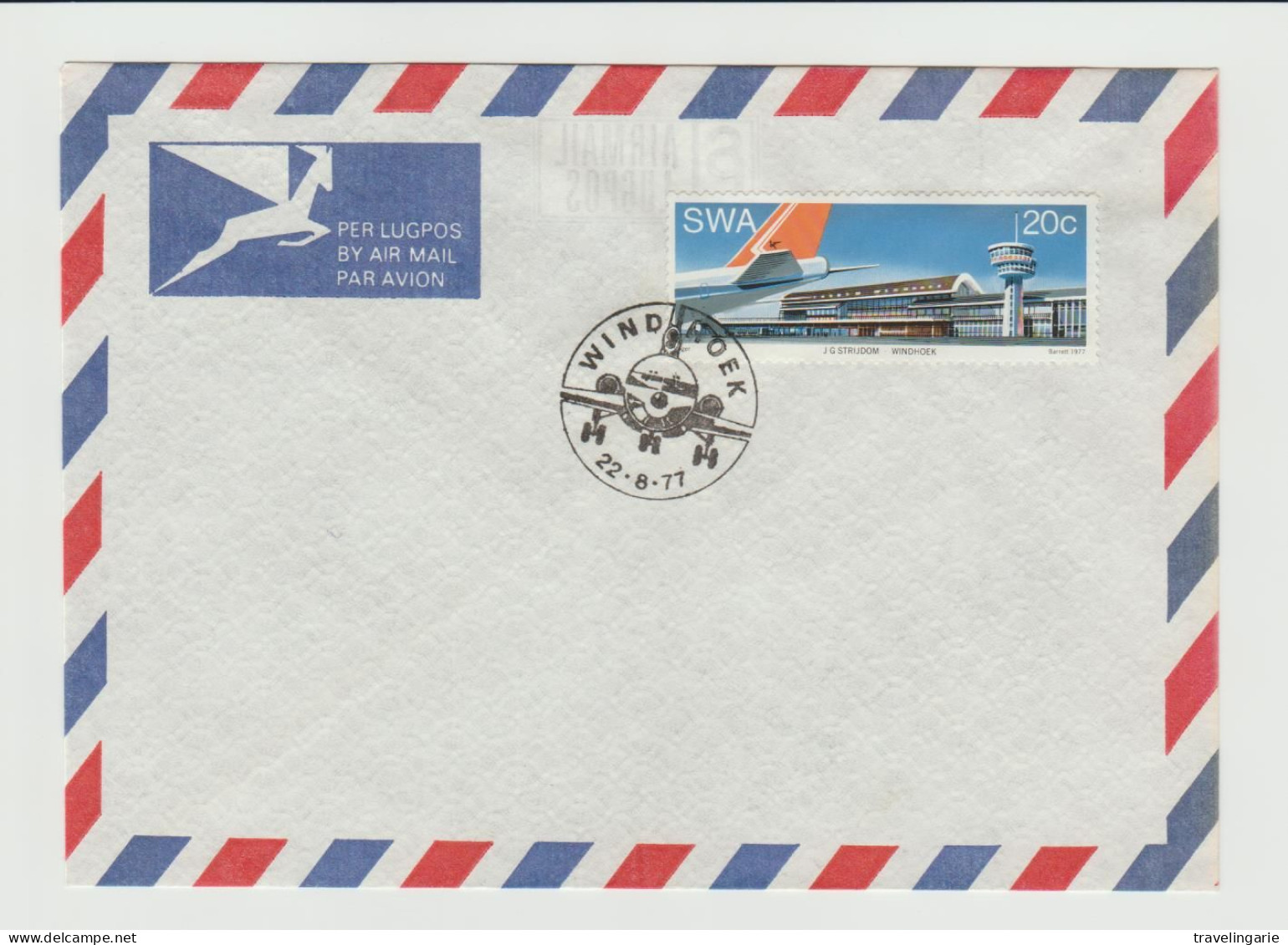 South West Africa 1977 J.G. Strijdom Airport On Unaddressed Letter Windhoek Cancel - Zuidwest-Afrika (1923-1990)