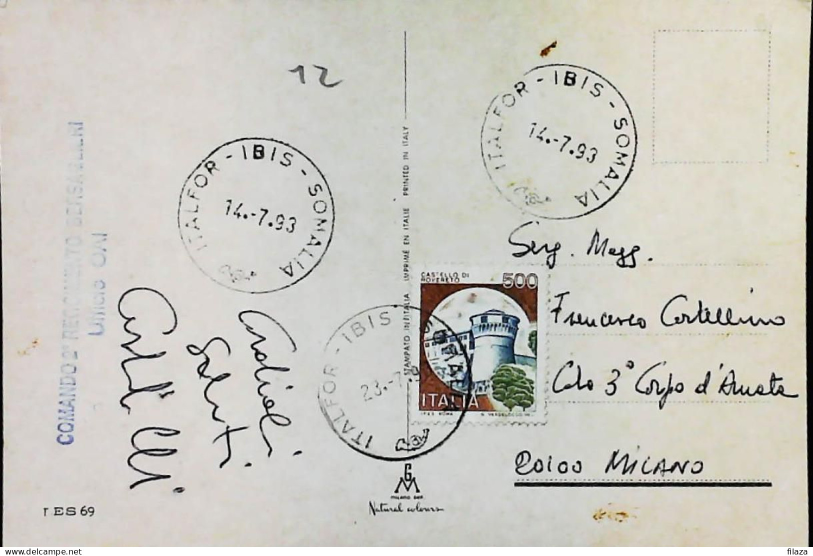 Italy - Military - Army Post Office In Somalia - ONU - ITALFOR - IBIS - Bersaglieri - S6602 - 1991-00: Poststempel