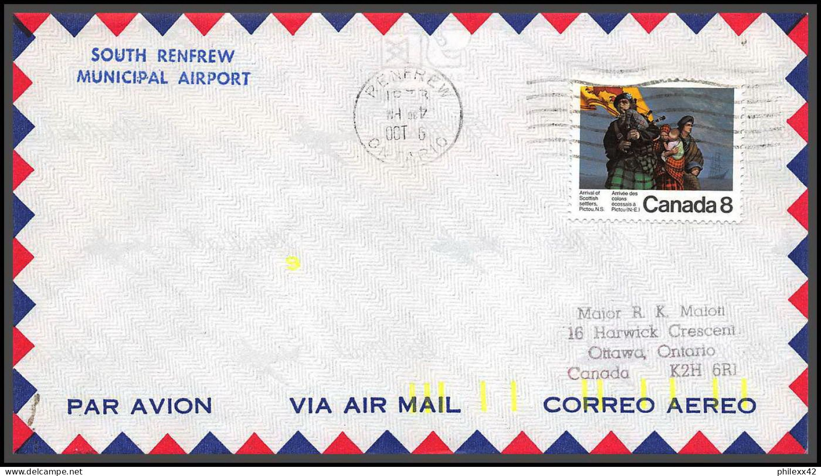 12713 Airport South Renfrew 1973 Premier Vol First Flight Lettre Airmail Cover Canada - Aviones