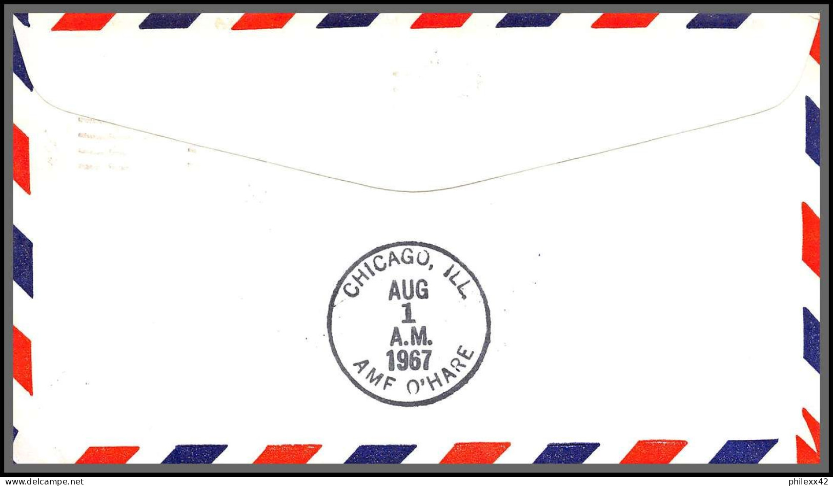 12709 Am 1 Toronto Chicago 1/7/1967 Premier Vol First Flight Lettre Airmail Cover Canada - Aviones