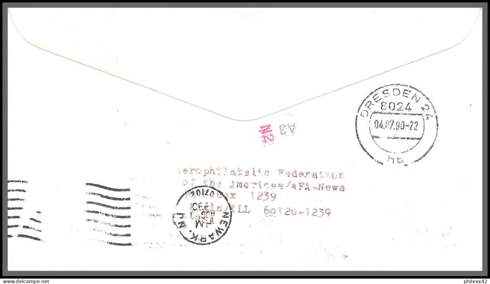 12707 Klm Amsterdam Dresden 4/7/1990 Premier Vol First Flight Lettre Airmail Cover Nederland Pays Bas - Aviones