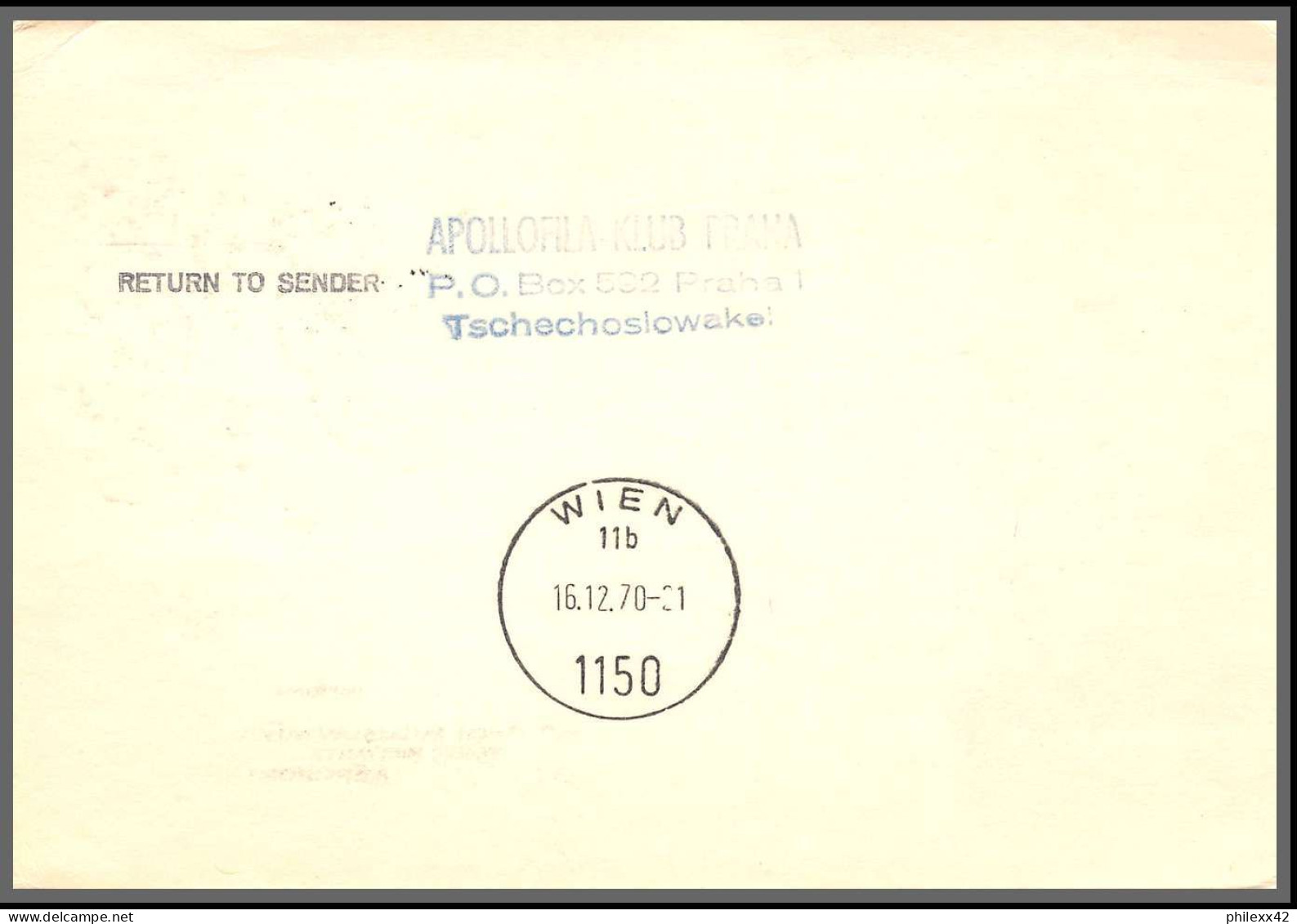 12673 Praha Wien 15/12/1970 Premier Vol First Flight Lettre Airmail Cover Ceskoslovensko Tchécoslovaquie - Aviones