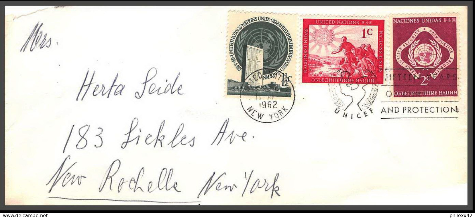 12663 1962 Premier Vol First Flight Lettre Airmail Cover Usa New York United Nations Aviation - Aviones