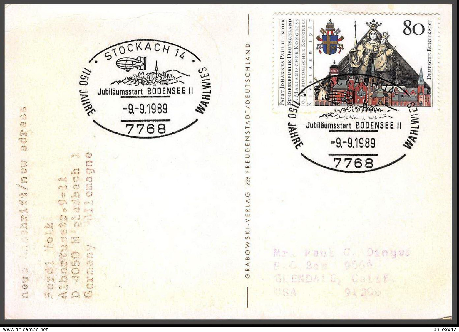 12670 50 Jahre Deutche Luftpost 9/9/1989 Zeppelin Carte Postale Postcard Allemagne Germany Bund  - Aviones