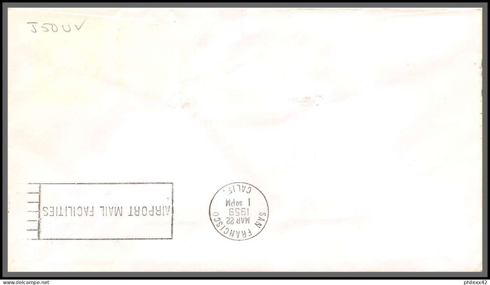 12644 Am 4 22/3/1959 Premier Vol First Flight Lettre Airmail Cover Usa New York Chicago San Francisco United Nations - Aviones