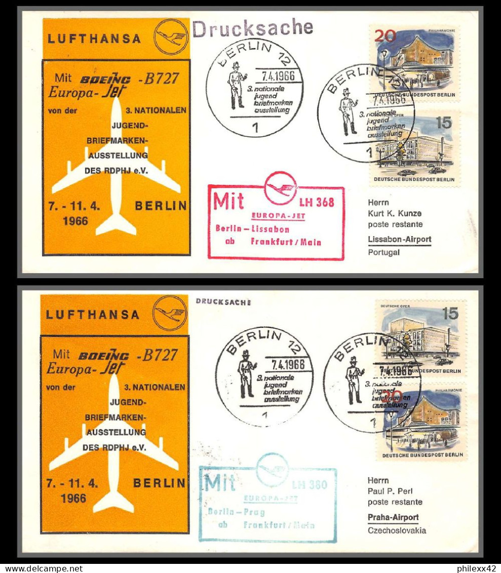 12666 Lufthansa Boeing B727 7/4/1966 Berlin Libone Portugal Premier Vol First Flight Lettre Airmail Allemagne Germany - Aviones