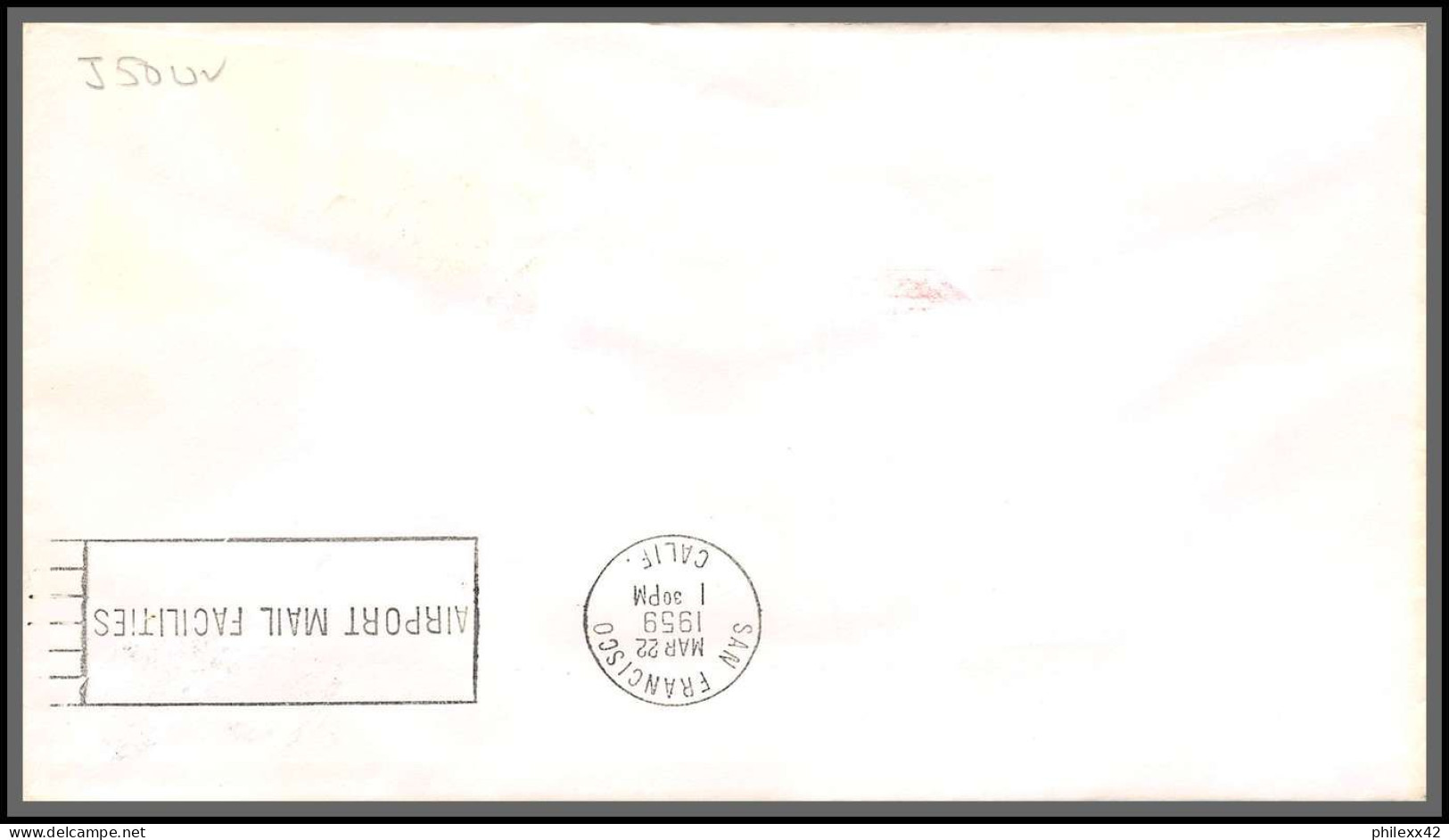 12641 Am 4 22/3/1959 Premier Vol First Flight Lettre Airmail Cover Usa New York Chicago San Francisco United Nations - Airplanes