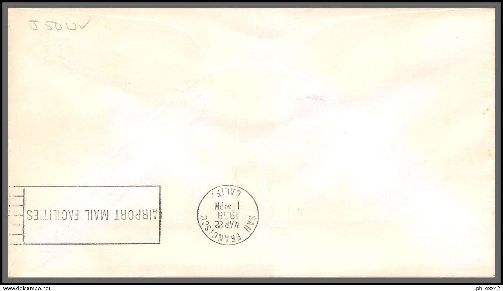 12642 Am 4 22/3/1959 Premier Vol First Flight Lettre Airmail Cover Usa New York Chicago San Francisco United Nations - Airplanes