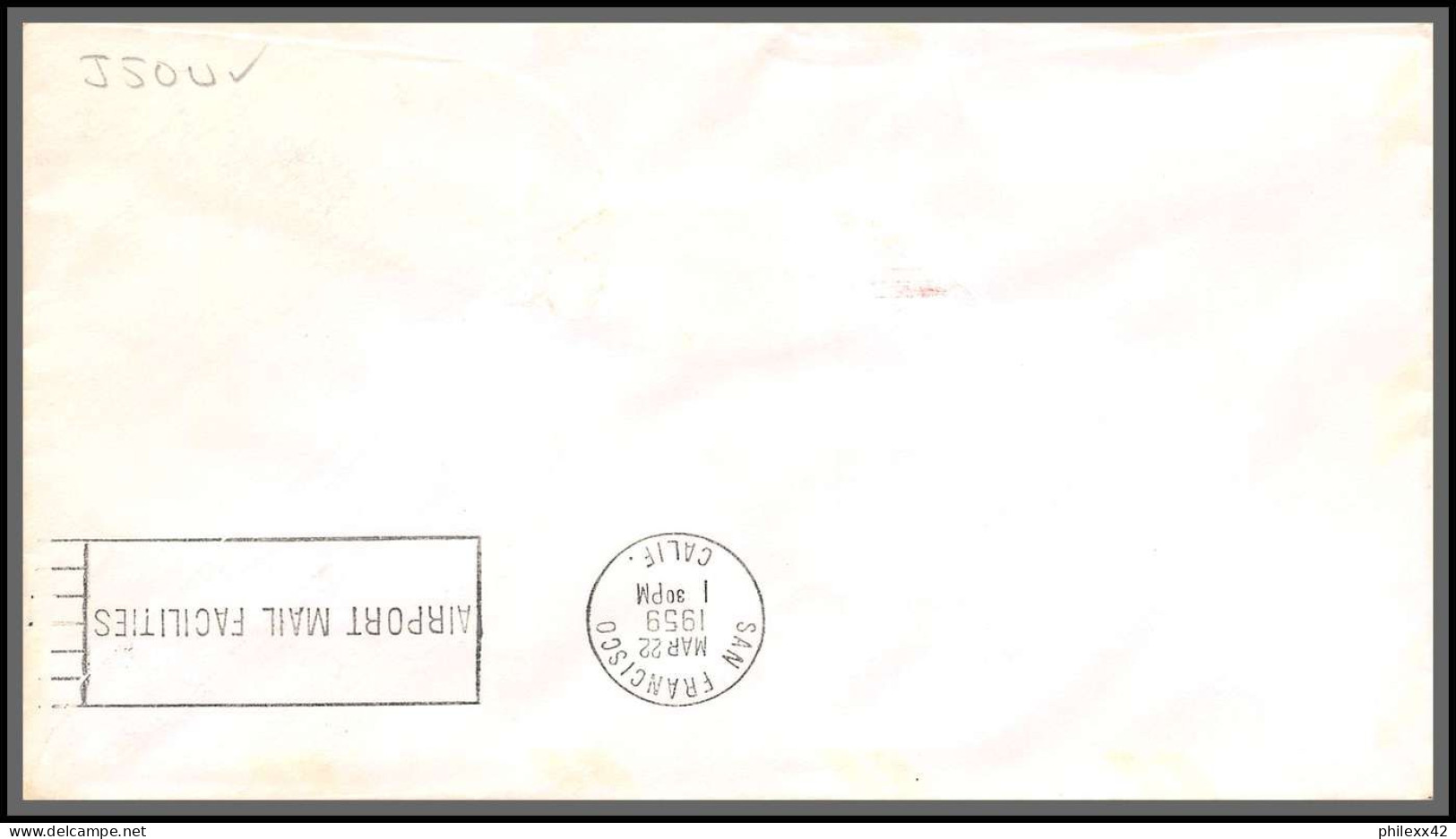 12638 Am 4 22/3/1959 Premier Vol First Flight Lettre Airmail Cover Usa New York Chicago San Francisco United Nations  - Aviones
