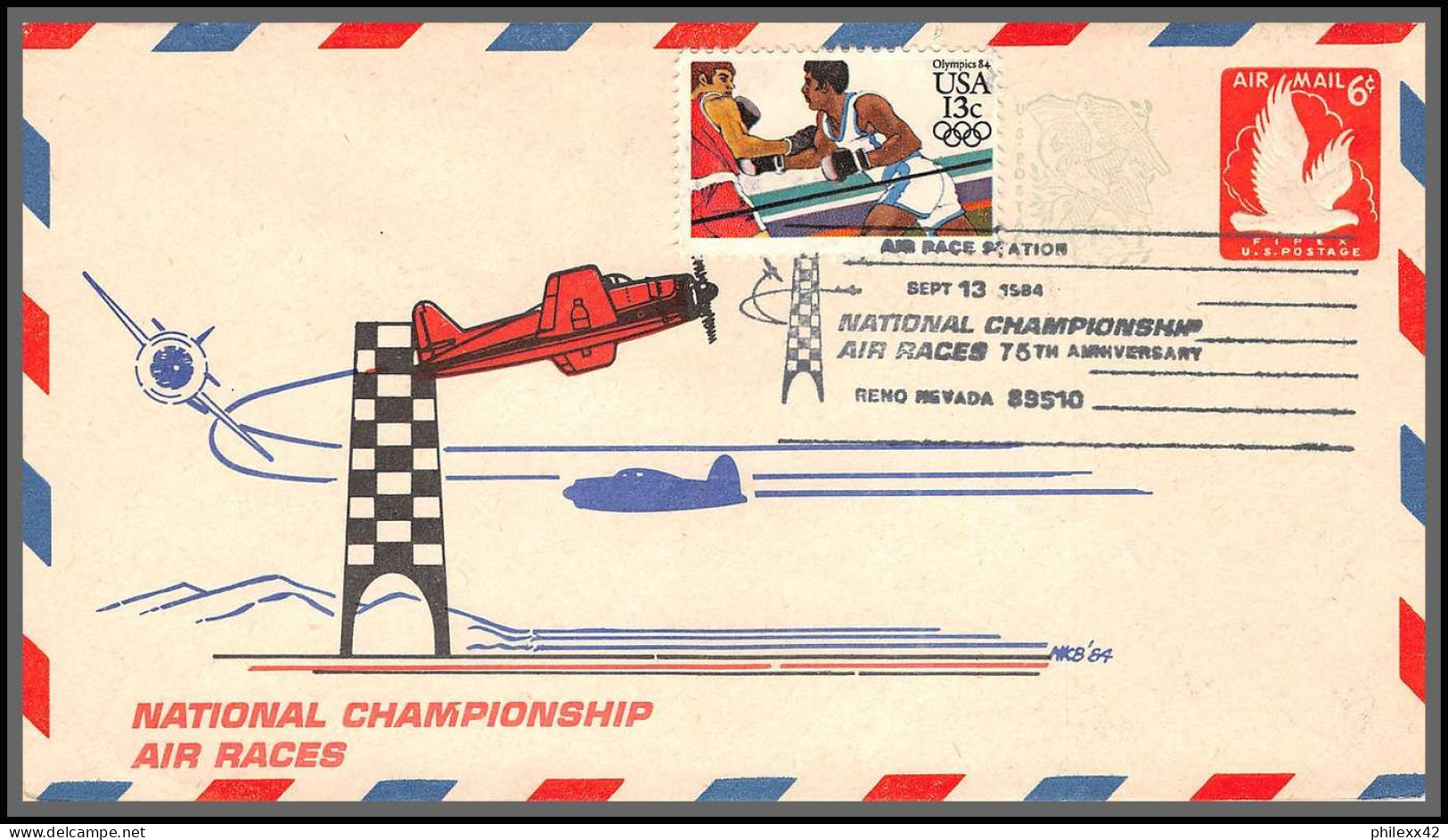 12611 National Championship Air Races 13/9/1984 Airmail Entier Stationery Usa Aviation - 3c. 1961-... Briefe U. Dokumente