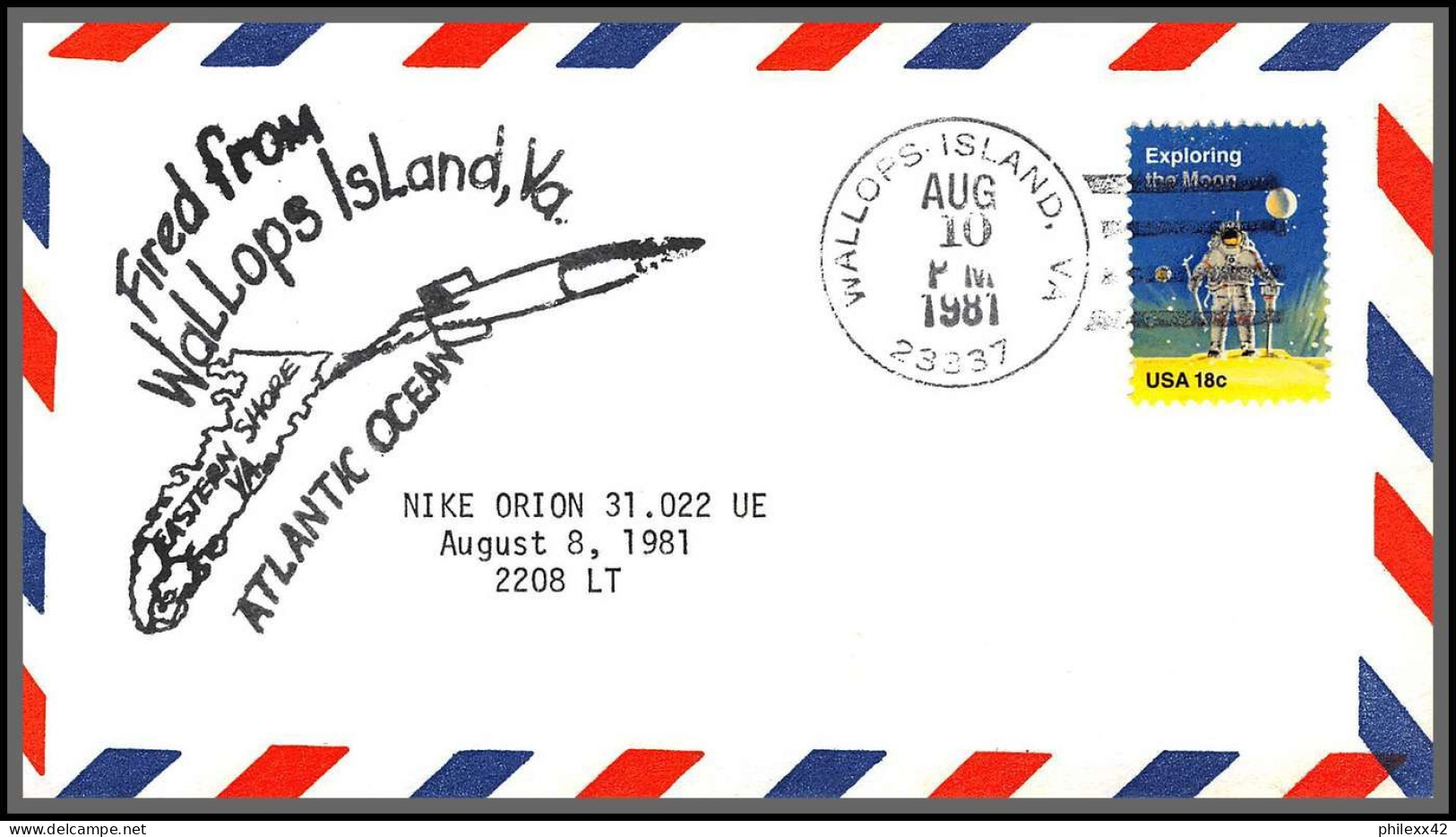 12596 Nike Orion Wallops Islands Espace (space) 10/8/1981 Lettre Cover Usa  - 3c. 1961-... Covers