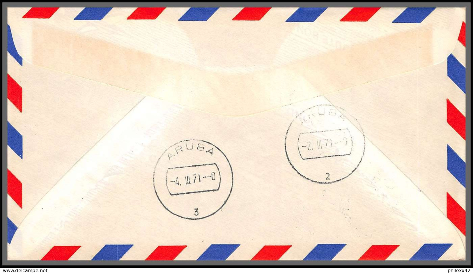 12573 American Airlines San Juan Porto Rico Aruba 31/3/1971 Premier Vol First Flight Lettre Airmail Cover Usa Aviation - 3c. 1961-... Cartas & Documentos