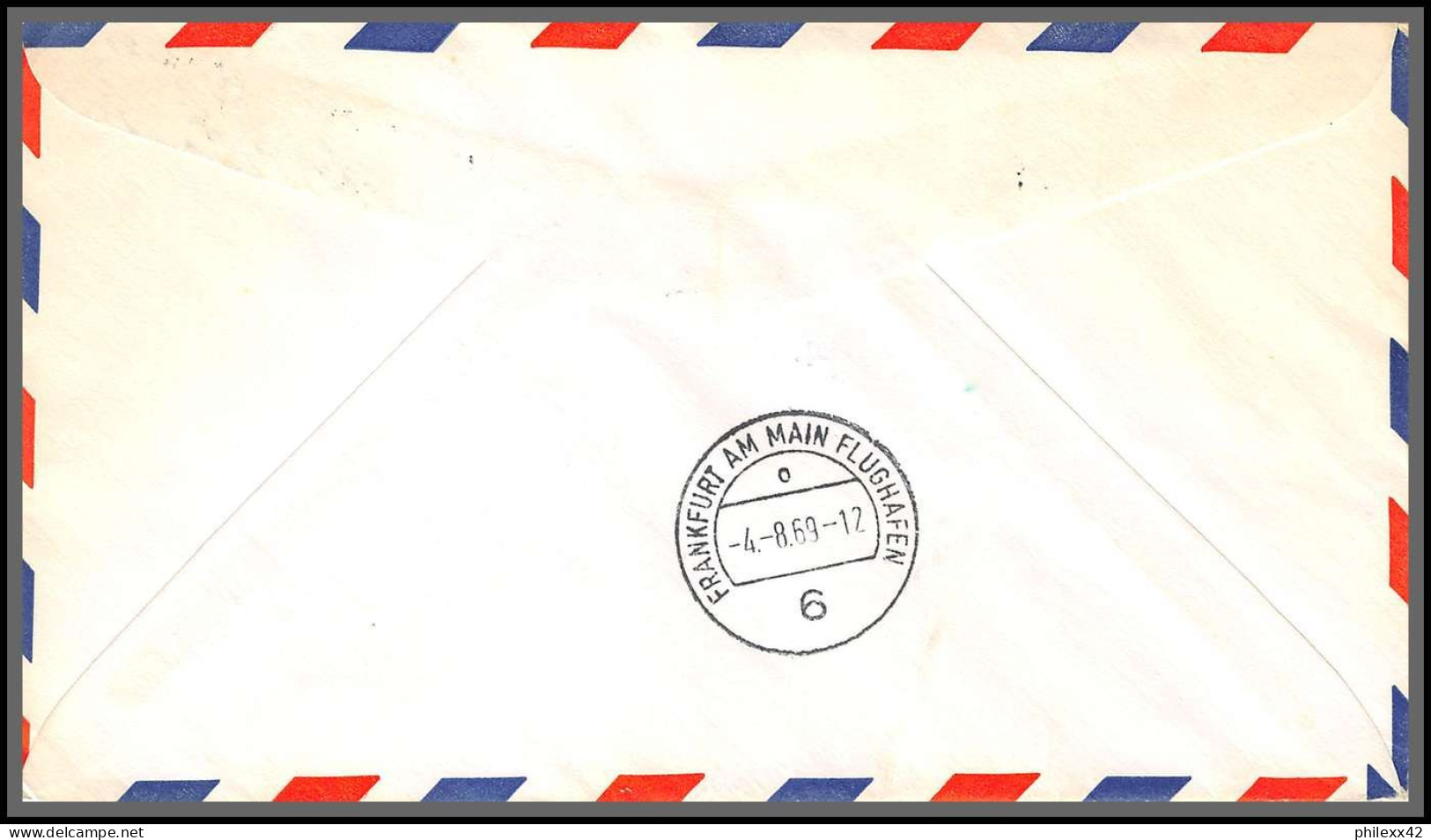12551 Twa Los Angeles To Frankfurt Germany 1/8/1969 Premier Vol First Global Flight Lettre Airmail Cover Usa Aviation - 3c. 1961-... Covers