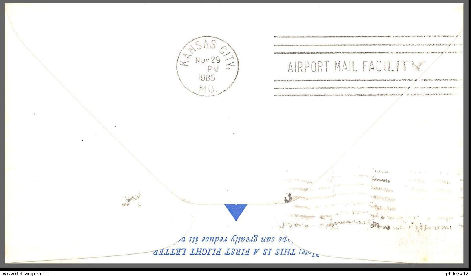 12424 23/11/1965 Atlanta Kansas City Premier Vol First Flight Delta Dc 9 Lettre Airmail Cover Usa Aviation - 3c. 1961-... Briefe U. Dokumente