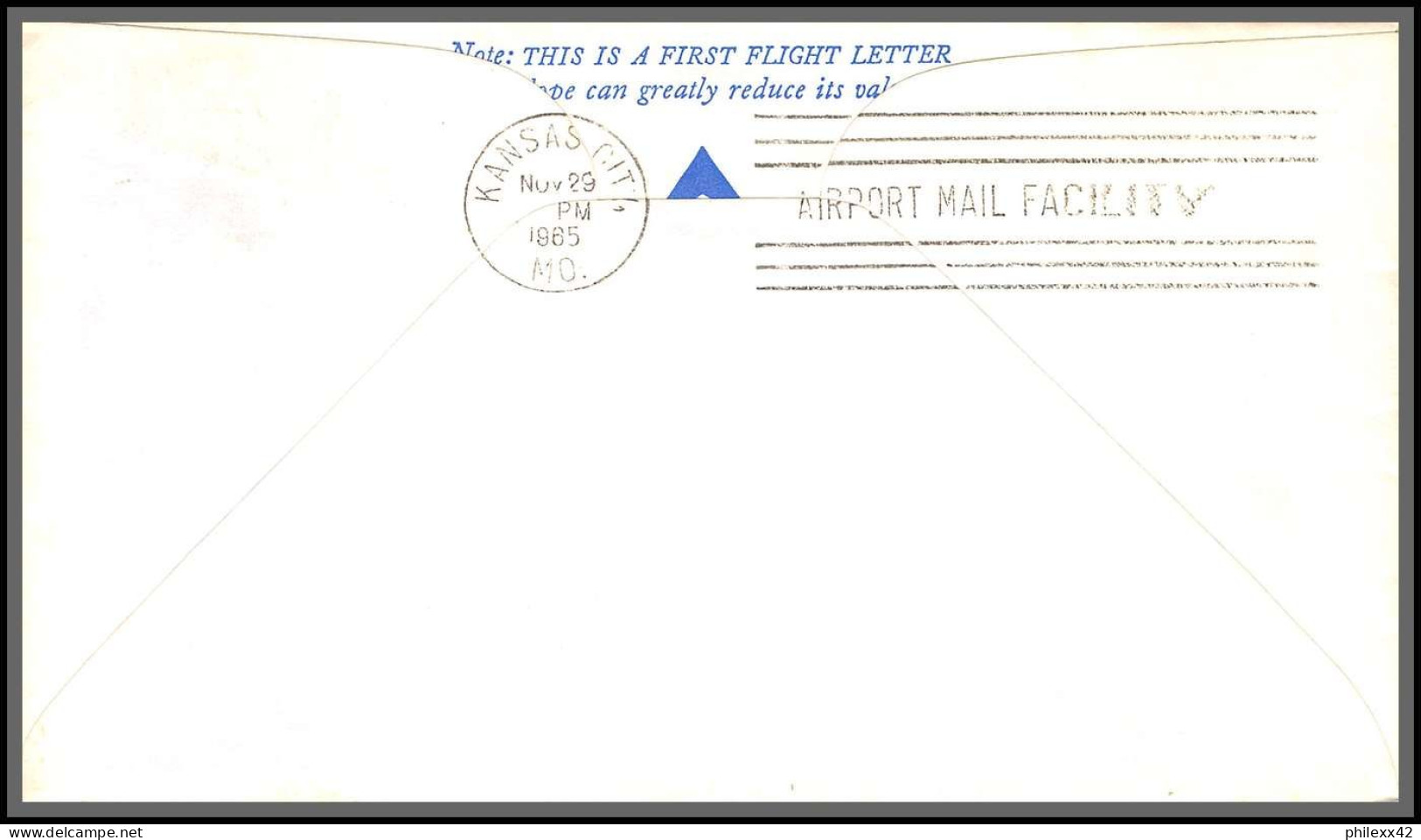 12425 29/11/1965 Memphis Kansas City Premier Vol First Flight Delta Dc 9 Lettre Airmail Cover Usa Aviation - 3c. 1961-... Covers