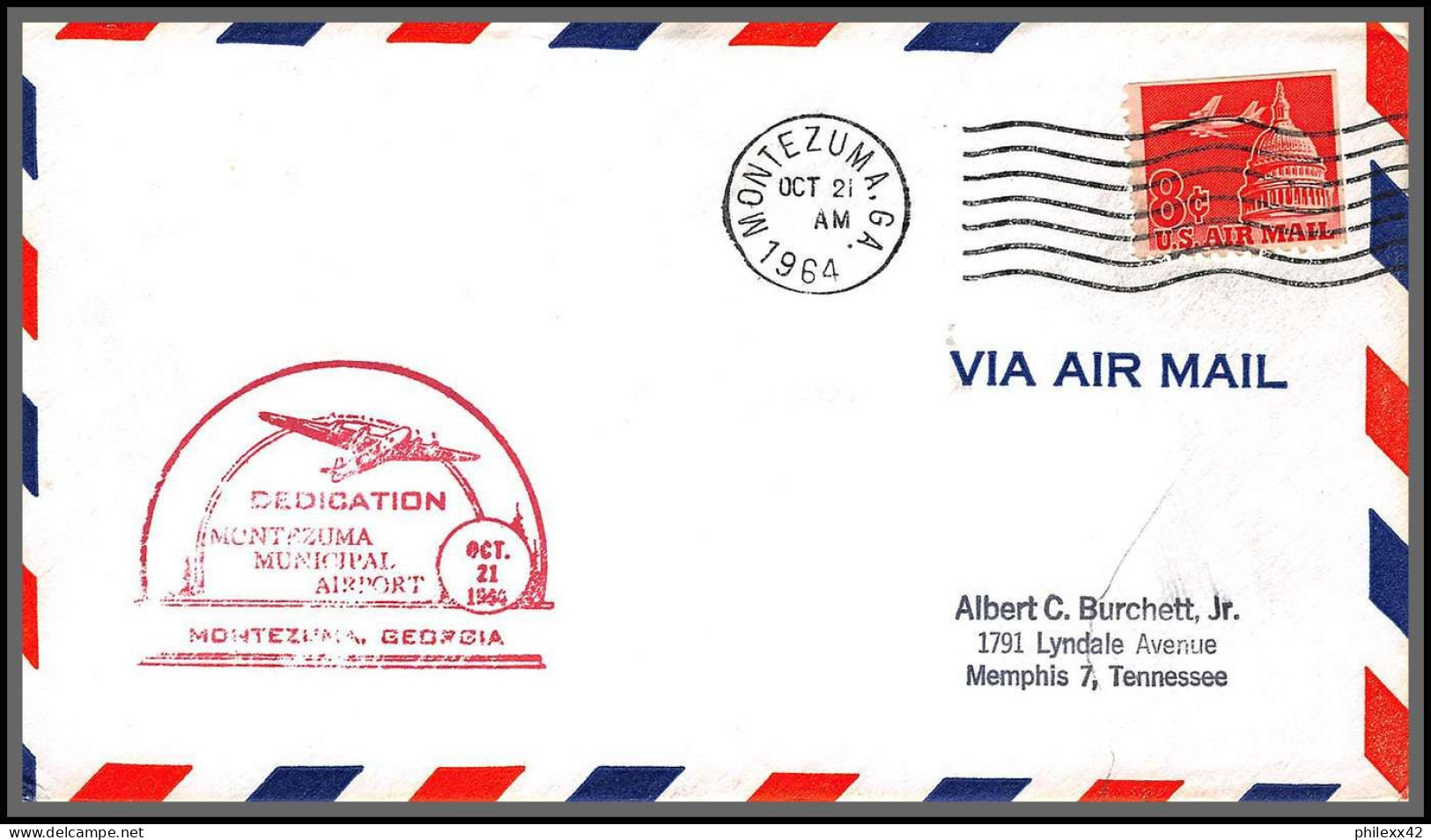 12405 Montezuma Airport Municipal Airport 21/10/1964 Premier Vol First Flight Lettre Airmail Cover Usa Aviation - 3c. 1961-... Cartas & Documentos