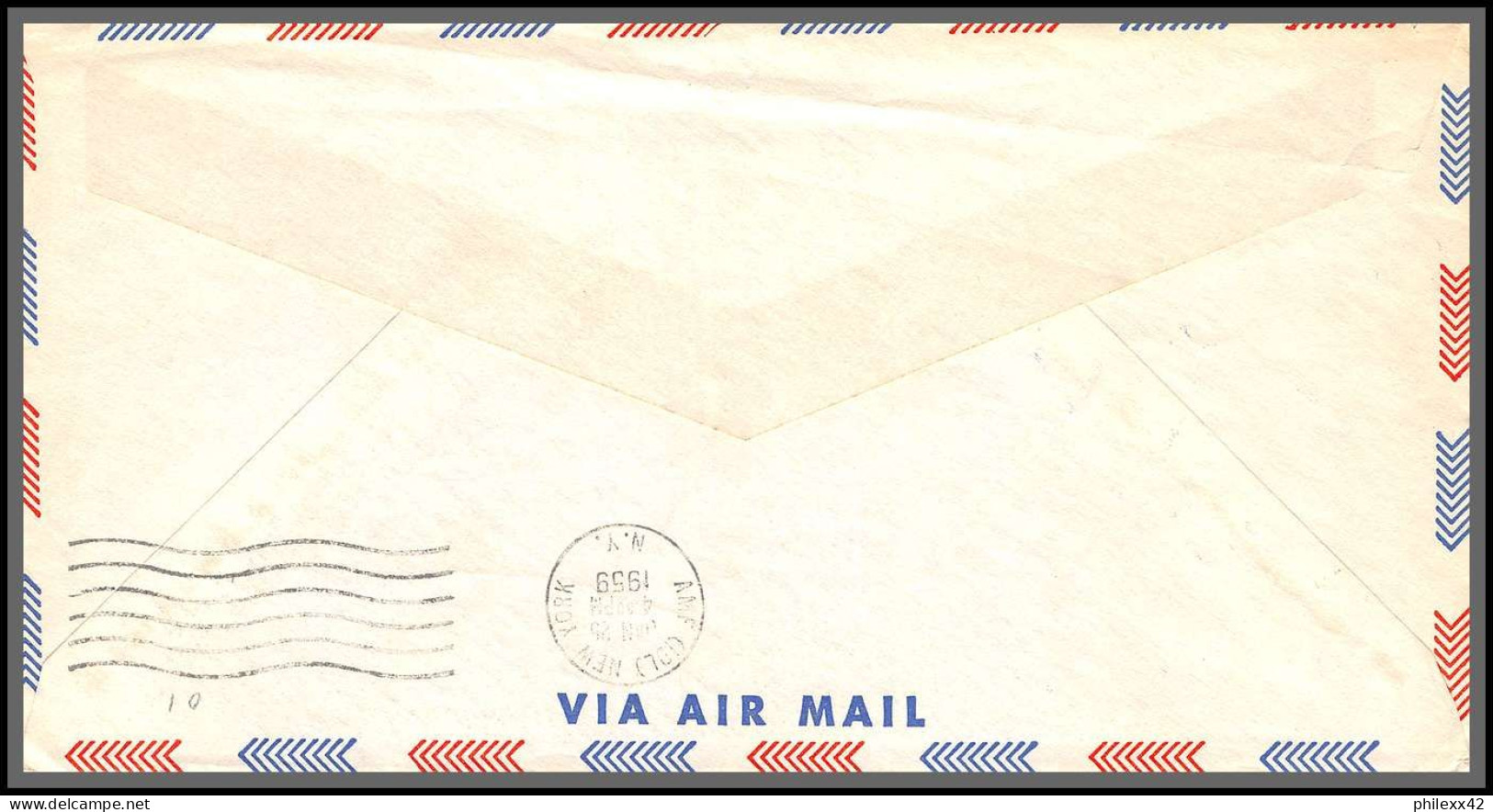 12368 Cachet Bleu Am 4 Los Angeles New York 25/1/1959 Premier Vol First Flight Lettre Airmail Cover Usa Aviation - 2c. 1941-1960 Cartas & Documentos