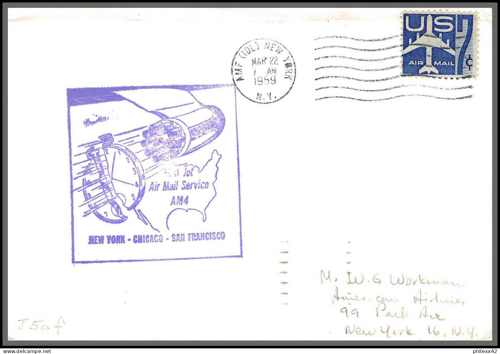 12370 Am 4 Washington Los Angeles Baltimore 7/6/1959 Premier Vol First Flight Lettre Airmail Cover Usa - 2c. 1941-1960 Cartas & Documentos